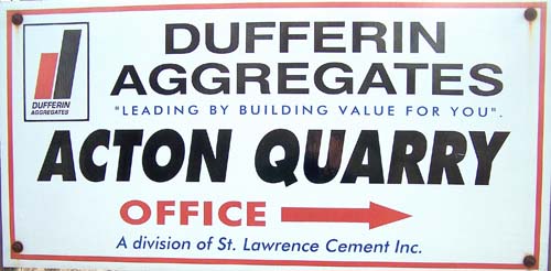 Dufferin Aggregates Acton Quarry, sign
