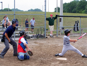 Kevin batting, Acton minor league baseball