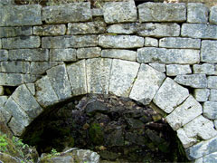 Hilton Falls Conservation Area waterfall, Ontario. The remaining waterwheel outlet