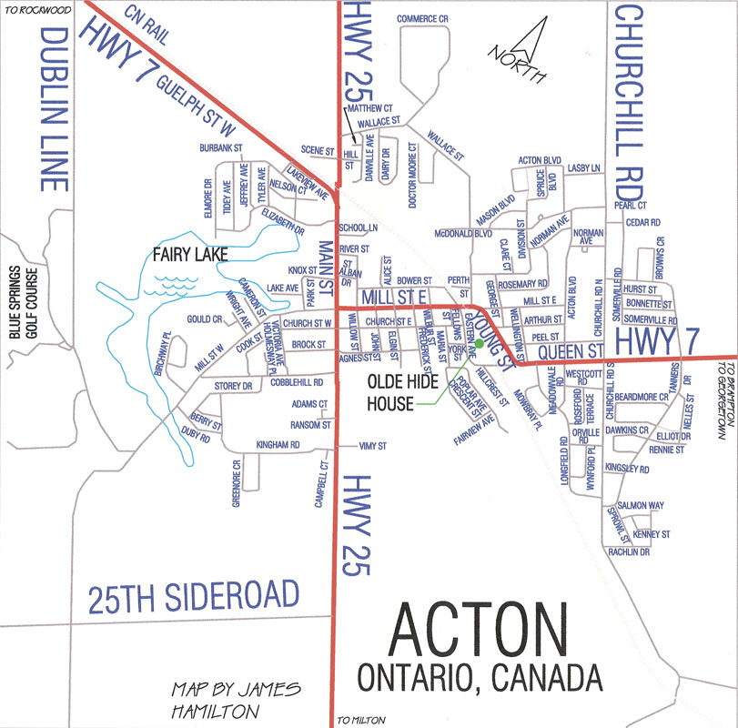 street map of Acton, Ontario