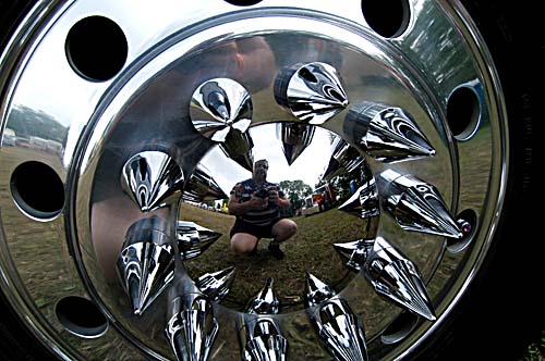 Fergus Truck Show 2008 - reflection in a spiked hub cap