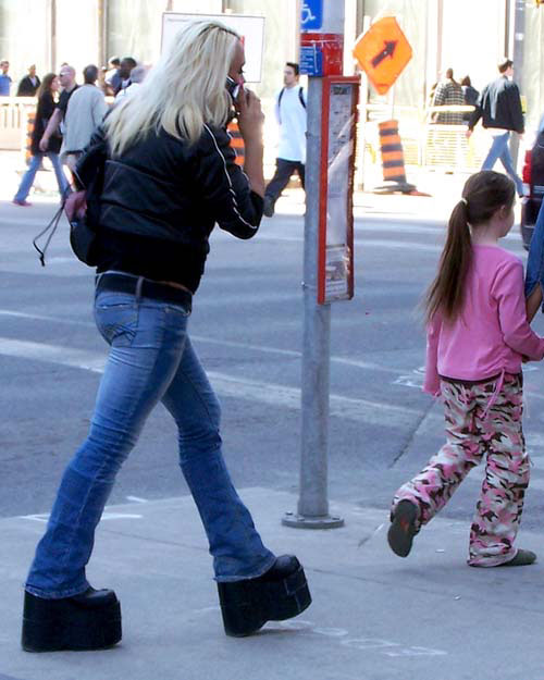 Girl in large platform boots in Toronto