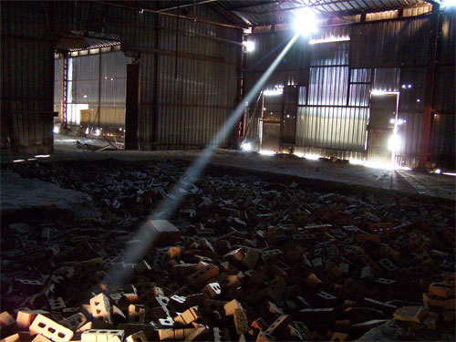 sunbeam into bricks at the Don Valley Brick Works, Toronto