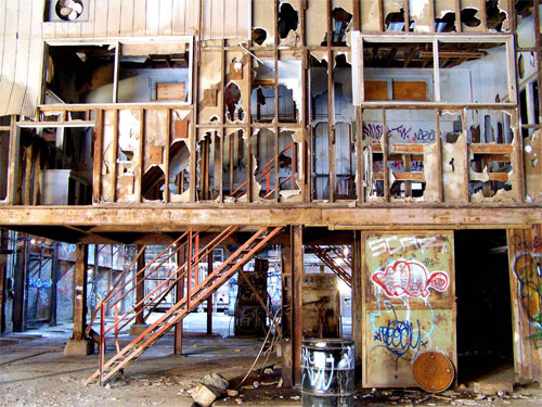 Toronto Don Valley Brickworks. Inside brick factory. Old office.