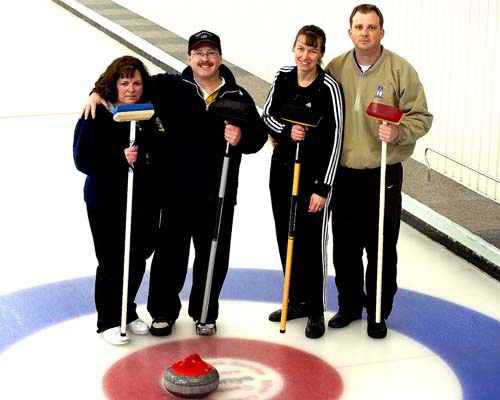 Acton Curling Club 2006/2007 team - friday night mixed. Ann, James, Miichelle and Michael (the skip).