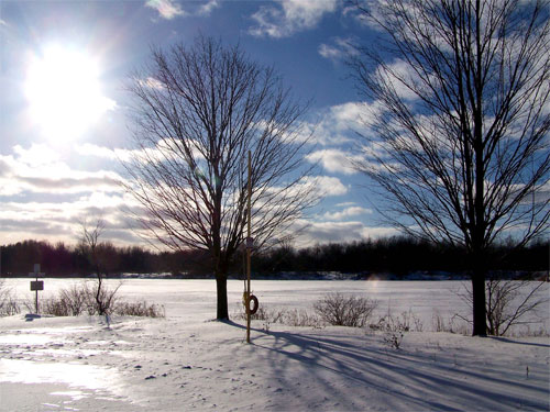 Evening at Fairy Lake in Prospect Park Acton during winter