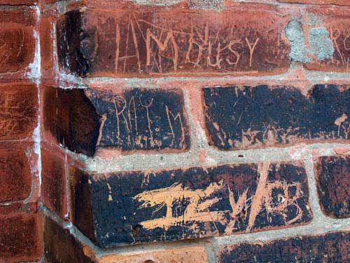 Acton's old town hall - graffiti in the bricks