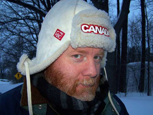 Joe Hamilton in Barrie, Ontario. He is wearing HBC Canada winter hat.
