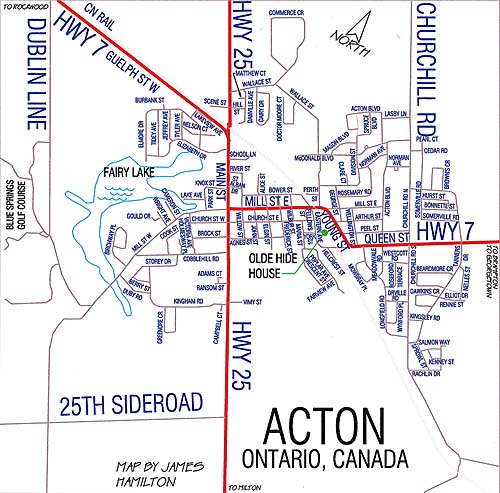 street map of Acton, Ontario