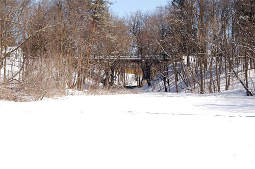 Looking towards the Maria Street Bridge in Acton, Ontario