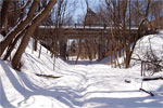 The old route of the Grand Trunk Railway spur line to the Beardmore Tannery property passes under the Maria Street bridge