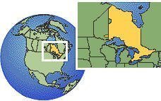 world map with Ontario, Canada highlighted