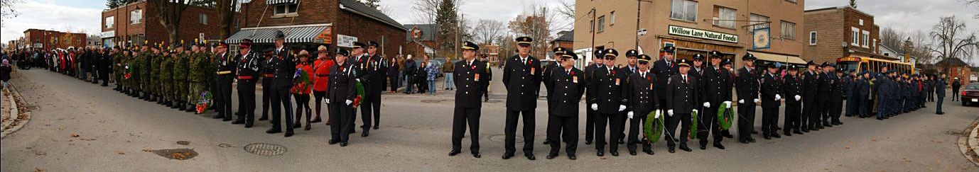 panorama of some of the participants of the Acton Remembrance Day Parade