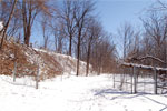 The pathway entrance gate between Black Creek and Crescent Street in Acton, Ontario