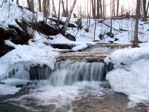 Silvercreek flows in winter just north of Georgetown, Ontario