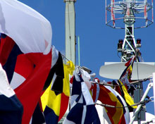 flags on the HMCS Halifax frigate