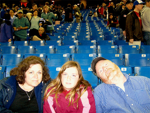 Sitting in the Toronto Rogers Centre right after the Detroit Tigers versus Toronto Blue Jays baseball game ended.