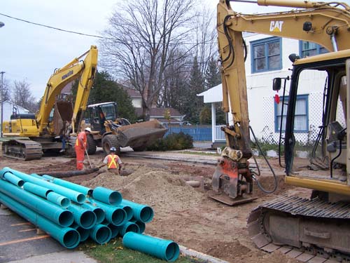 road reconstruction in Acton, Ontario