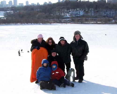 The Hamilton's and the Band's at the Riverdale Park toboggan run