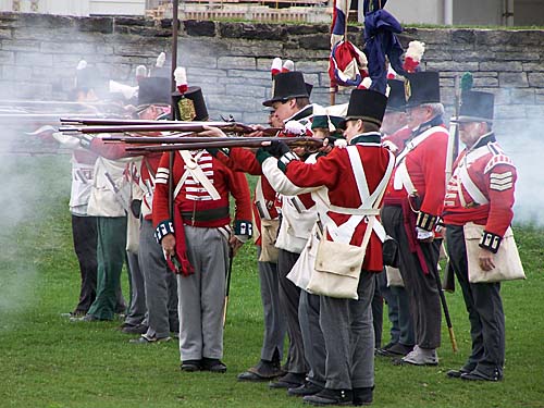 military re-enactment at Toronto's historic Fort York, firing flint rifles