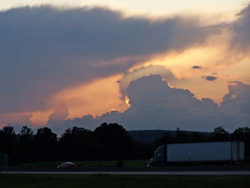 sunset over escarpment and highway 401