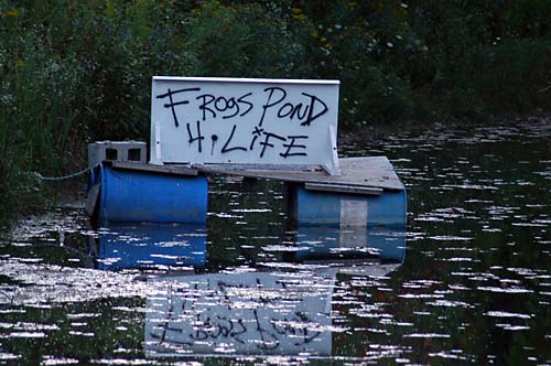 Frog pond floating sign